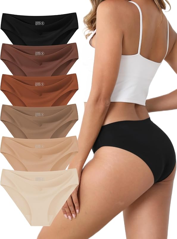 Women’s Seamless Stretch Bikini Panties, Invisible No-Show Hipster Und