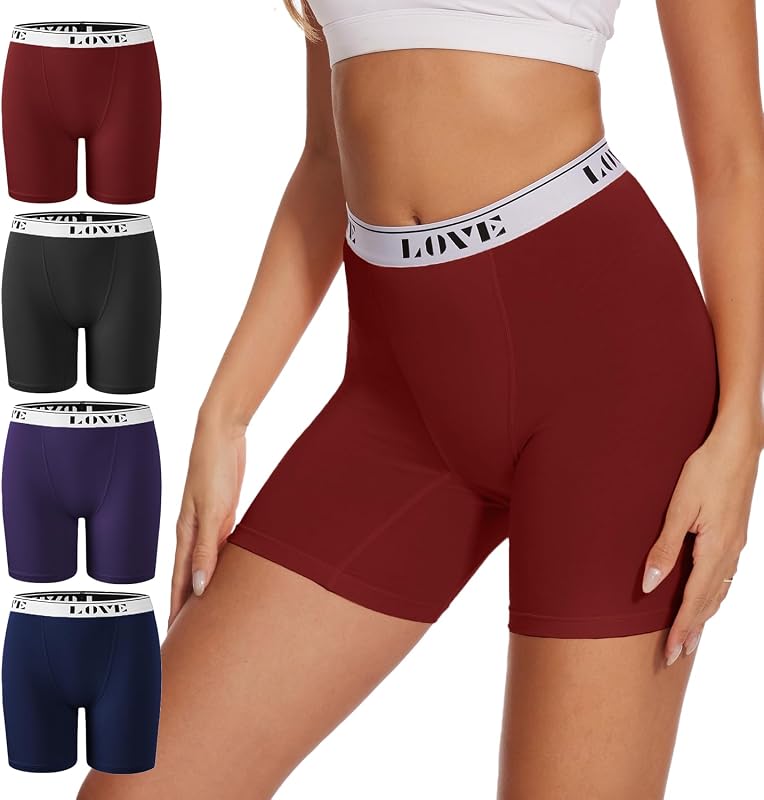 POKARLA Women’s High Waisted Modal Boxer Briefs Soft Breathable Boysho